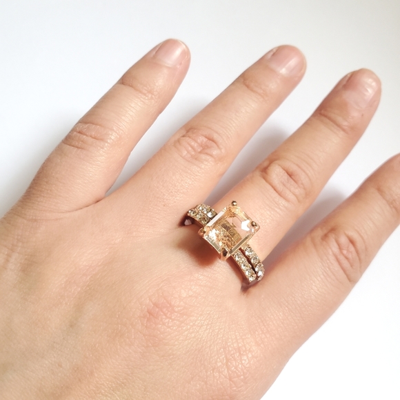 NWOT 18K GF Rose Gold White Topaz Engagement Rings - Picture 14 of 15